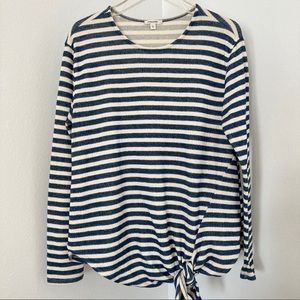 Stella & Dot Blue/Cream Stripe Tatum Top